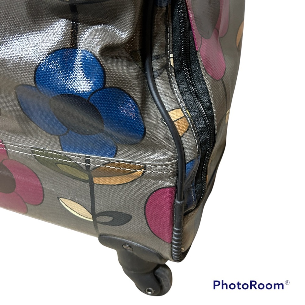 Brighten dark grey purple blue floral weekender spinner carry on luggage - Picture 2 of 12